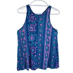Anthropologie Akemi + Kim floral lace back tank top Size small new Blue purple